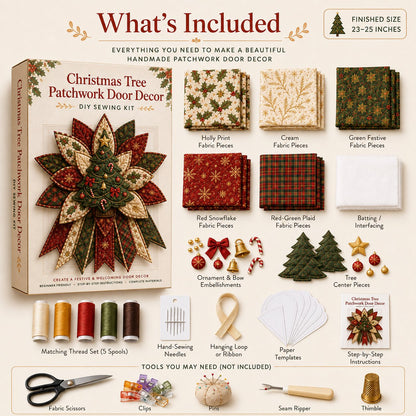 🎉 Holiday Celebration🎄 – Festive Quilted Christmas Door Hanging DIY Sewing Kit
