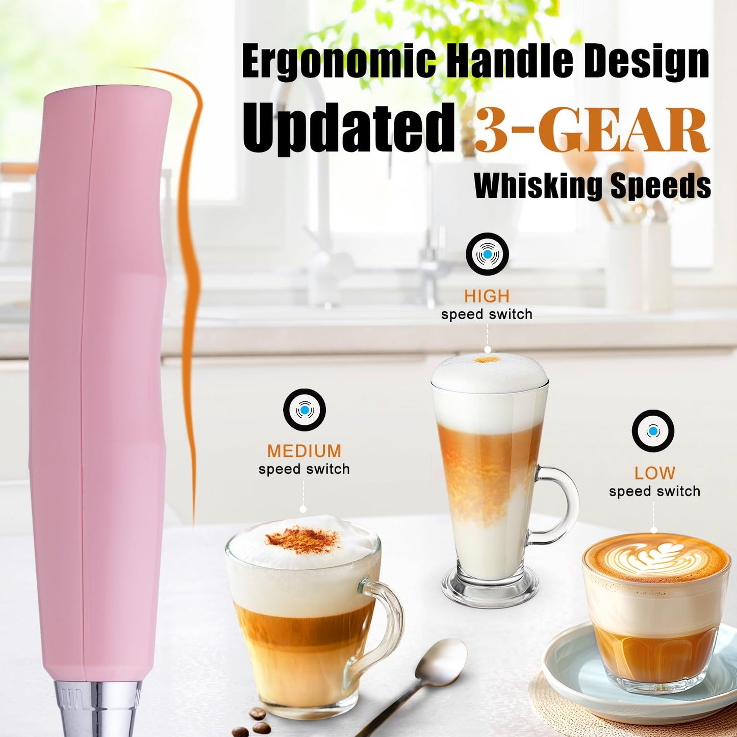 Rechargeable 3-in-1 Milk Frother & Hand Mixer