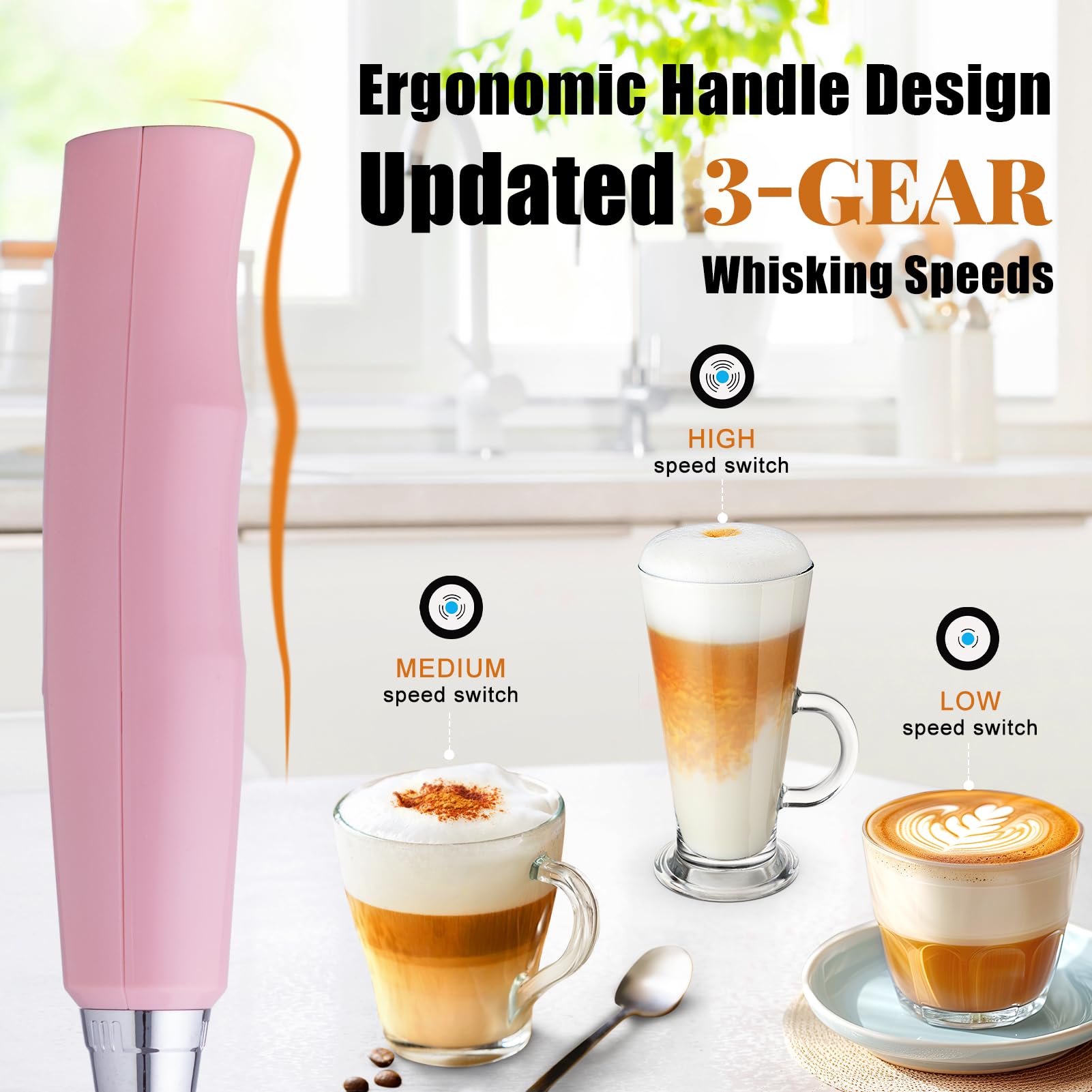 Rechargeable 3-in-1 Milk Frother & Hand Mixer
