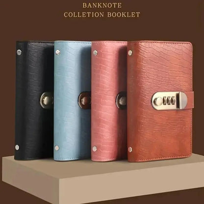 100-Transparent-Pocket Currency Collectors Album, Top-Grade PU Leather, Password Lock💵