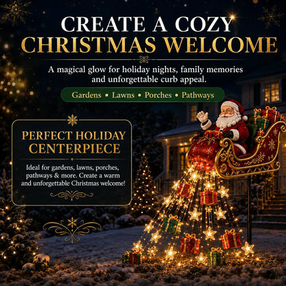 🎅✨ 2026 New Santa's Flying Sleigh Gift Cascade – Solar Christmas Garden Light