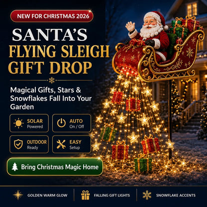 🎅✨ 2026 New Santa's Flying Sleigh Gift Cascade – Solar Christmas Garden Light