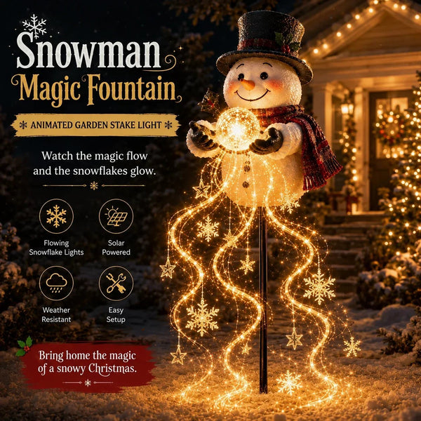 Snowman Light with flowing warm white star and snowflake strands