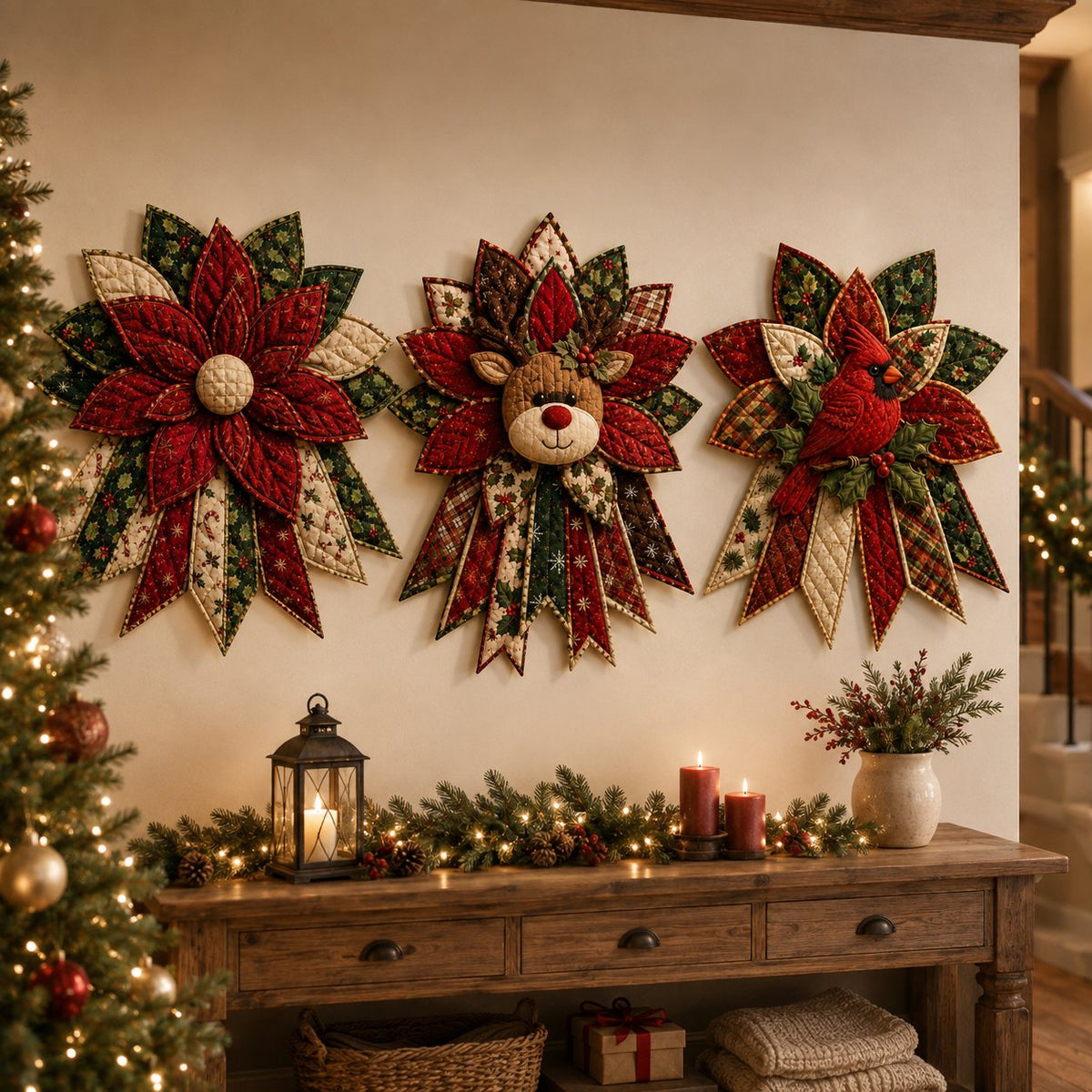 🎉 Holiday Celebration🎄 – Festive Quilted Christmas Door Hanging DIY Sewing Kit