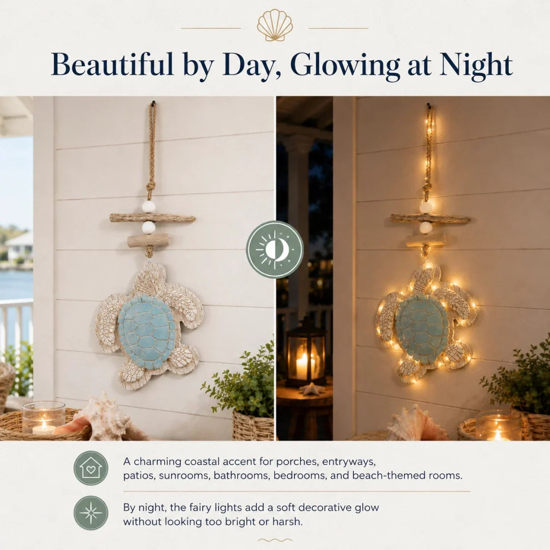 Lighted Coastal Sea Turtle Hanging Wall Decor with Remote