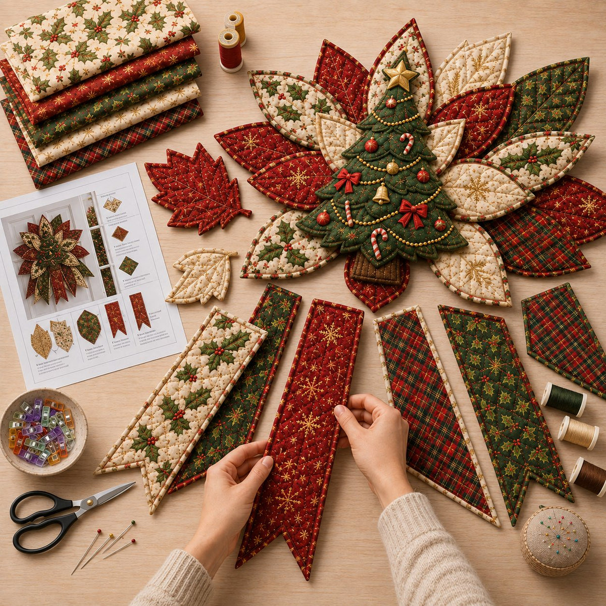 🎉 Holiday Celebration🎄 – Festive Quilted Christmas Door Hanging DIY Sewing Kit
