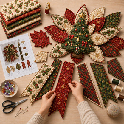 🎉 Holiday Celebration🎄 – Festive Quilted Christmas Door Hanging DIY Sewing Kit