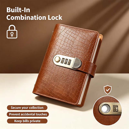 100-Transparent-Pocket Currency Collectors Album, Top-Grade PU Leather, Password Lock💵