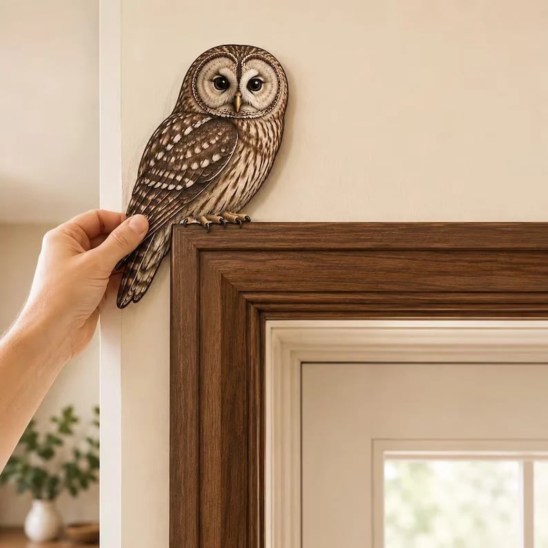 🦉 Rustic Wooden Owl Door Decor